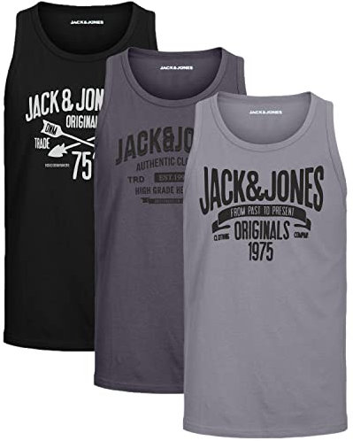 JACK & JONES Herren Tank-Tops Vielfältige Prints | Schmale Passform und atmungsaktive Baumwolle (3er Opt - 3 (3er Havka TT, L))
