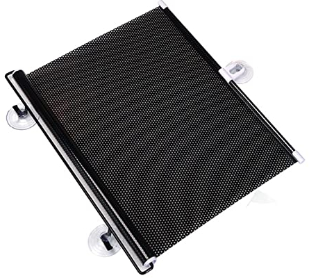 Saugnapf Sonnenschutz Rollo Sonnenschutzrollo Verdunkelungsrollo mit Saugnäpfen Lochfrei Balkon Fenster Vorhang Einziehbarer Temporäre Tragbare für Küche,Büro,Autofenster (Black,68×125cm)