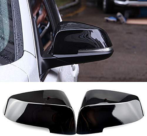 QHY Auto Rückspiegel Kappe Spiegelkappen Spiegelabdeckungen Für F10 F11 F18 F07 F06 F12 F13 F01 F02 2013-2018 Seitenspiegel Abdeckung Spiegelkappe Glänzend Schwarz,Black
