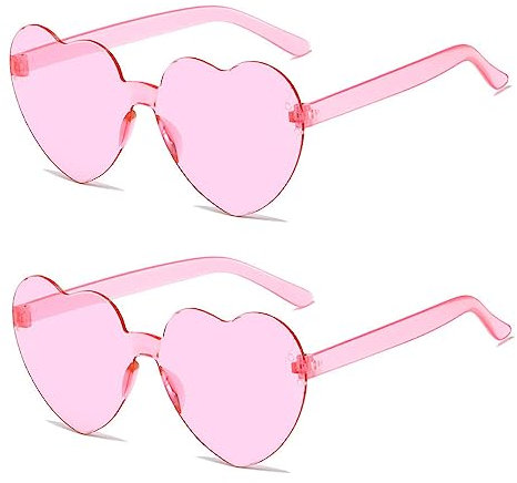 SECALIFE 2-teilige mehrfarbige randlose herzförmige modische Sonnenbrille für Damen, Rosa