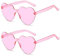 SECALIFE 2-teilige mehrfarbige randlose herzförmige modische Sonnenbrille für Damen, Rosa