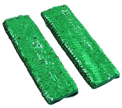 Fingerlose Pailletten Handschuhe,Halbfingerhandschuhe mit Pailletten,Arm Warmers Long Stulpen Handschuhe,für Maskeradepartys Halloween Cosplay Accessoires Opernaufführungen,Grün,9×21cm
