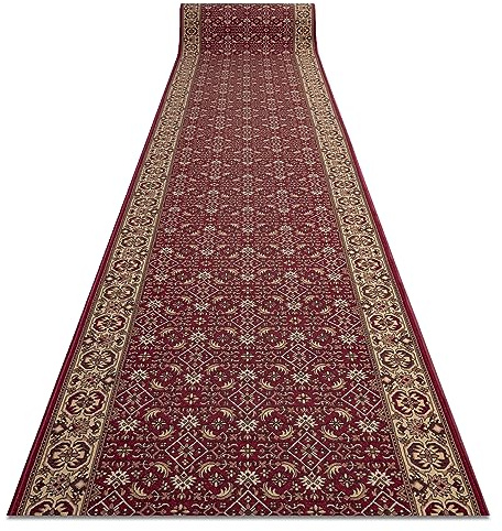rugsx Bidjar Läufer Teppich - Antirutsch Teppich Brücke Meterware - rutschfest & Pflegeleicht - Klassisch Orient Design für Flur Küche Wohnzimmer - weinrote, 67x450 cm