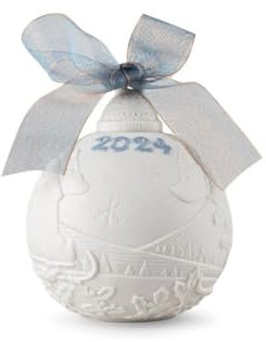 LLADRÓ Weihnachtskugel 2024 Blau - Deko Ornament in mattem Porzellan mit blauen Details - Weihnachtskugel aus Porzellan #18480