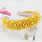 Hapdoo Yellow Pearl Headbands for Women, Gold Wide Padded Hair Hoop with Faux Pearl for Bridal, Bling Wedding Hairbands Hair Accessories for Women Girls