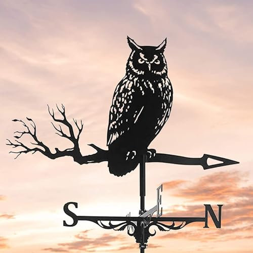 YUZDNM Wetterfahne - Retro Eule Form, UV-beständig, Rostbeständig, Edelstahl Metall