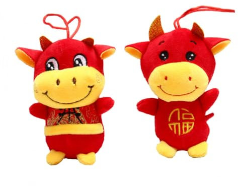 BESTonZON 2 Stück Maskottchen Für Das Jahr des Ochsen Maskottchenpuppe Für Das Ochsenjahr Maskottchen Spielzeug Chinesisches Sternzeichen Maskottchen Ochse Jahr Kuh