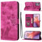 LSPCASA Custodia Per Motorola Moto E14 4G 6.56 Pollici Materiale In Pelle PU Cover Motorola E14 Con Slot Per Schede Reticolo Della Farfalla Del Gatto Protettiva Case Rosa