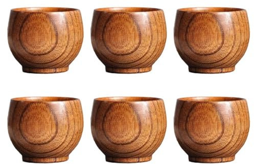 ZOOMIMI Lot de 6 gobelets en bois naturel et sain - Tasses délicates en bois uniques pour une atmosphère relaxante