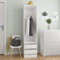 ShGaxin Kleiderschrank mit Schubladen, Schlafzimmerschrank, Kleiderschränke, Garderobenschrank, Ordnungssystem Kleiderschrank, Haushaltsschrank, Hochglanz-Weiß 50×50×200 cm