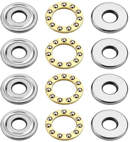 Axiale Miniatur-Kugellager F8-22M, Hochpräzise Druckkugellager aus Lagerstahl, 8 x 22 x 7 mm, Ideal für Zählmaschinen und Rohrleitungssysteme, 4 Stück Packung