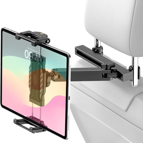 Dosvsi Soporte Tablet Reposacabezas Coche para Tablet de 6,1 a 15,6 Brazo de Extensión Plegable Soporte Tablet Coche Asiento Trasero para Niños para iPad Pro 13 12.9 11 Air Mini, Galaxy Tab, iPhone