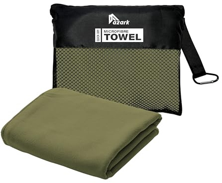 azark Microfibre Towel – Quick Dry, Lightweight & Super Absorbent – Gym, Travel, Yoga, Camping & Beach – Soft & Durable – Multiple Sizes (Dark Green, XX Large)