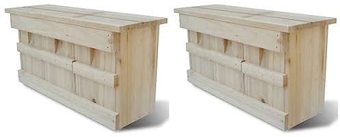 Mokuyary Sparvhus 2 st trä 44 x 15,5 x 21,5 cm trädgård | Häckholk utomhus vilda fåglar hängande för utomhusbruk