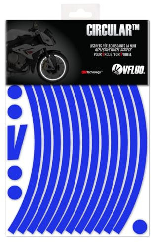 VFLUO - Kit Reflektierende Felgenrandaufkleber Motorrad, Aufkleber für 1 Rad 3M™-Technologie™, 360°-Kreis - Hohe Sichtbarkeit von der Seite – Diskret und Design – Einfache Installation
