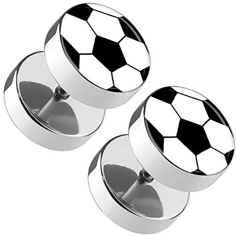 Piercingfaktor Runde Ohrringe Ohrstecker Fake Piercing Ohr Plug Flesh Tunnel Platte Stecker Fussball EM & WM Länder Flagge Fanartikel Fussball