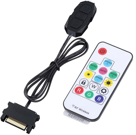 DS Mini ARGB - Kit de controlador de ventiladores de PC con función de juego uno a uno para ventiladores de carcasa, tira LED arcoíris de PC, ventiladores ARGB de computadora (3 pines, 14 teclas,