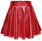 Damen Glänzend Höhe Taille Liquid Mini Rock Metallisch Elastische Taille A-Linien Pull On Skater Röcke (L, Rot)