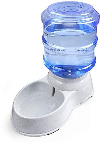 Station de Distribution d'eau pour Animaux de Compagnie – 3,8 l – Réapprovisionnement en Eau pour Chien et Chat – Fontaine à Eau Automatique à gravité – Support pour Bouteille et Bol