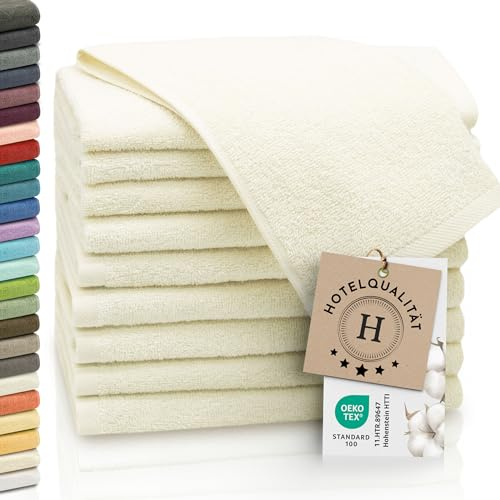 ZOLLNER 10er Set Gästehandtücher - weiche und saugstarke Handtücher - waschbar bis 95°C - Baumwolle - 30x50 cm in Natur