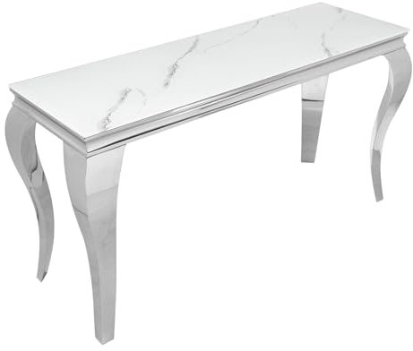 invicta INTERIOR Eleganter Konsolentisch MODERN BAROCK 145cm Glasplatte in Marmoroptik Konsole Schreibtisch Schminktisch