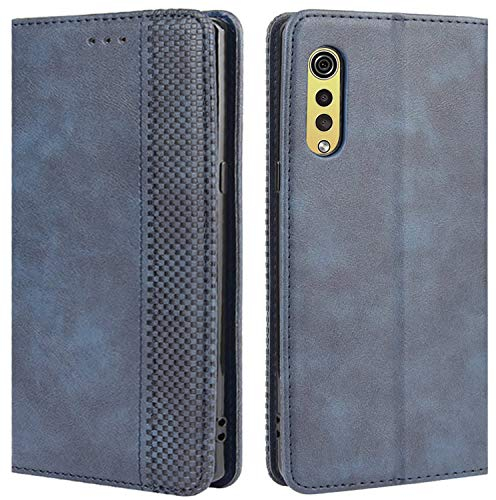 HualuBro Handyhülle für LG Velvet Hülle, Retro Leder Stoßfest Klapphülle Schutzhülle Handytasche LederHülle Flip Case Cover für LG Velvet Tasche, Blau