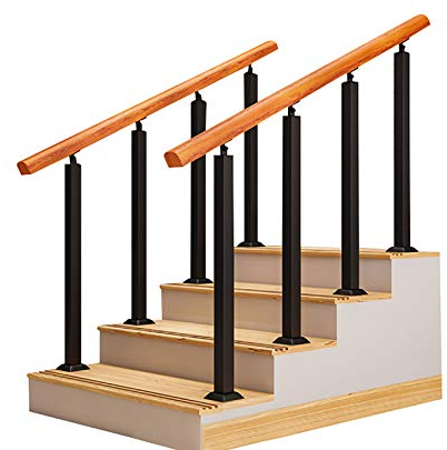 SESOUK Treppengeländer für den Innen- und Außenbereich, moderner Holzhandlauf mit Installationssatz Handläufe(Color:EIN,Size:100CM)