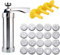 JUHONNZ Biscuit Making and Icing Set,Biscuit Making and Icing Set,Stainless Steel Biscuit Press with 20 Cookie Mold and 4 Icing Tips Biscuit Icing Kit for Cookie Maker Kitchen