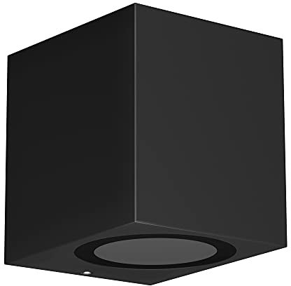 ledscom.de Wandleuchte ALSE Downlight für außen, schwarz, Aluminium, eckig, inkl. GU10 LED Lampe (warmweiß, 2,4W, 227lm, 110°)