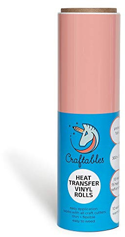Craftables Peach Heat Transfer Vinyl Roll HTV 25 ft. - Easy to Weed Tshirt Iron on Vinyl for Silhouette Cameo, Cricut, Heat Press, All Craft Cutters