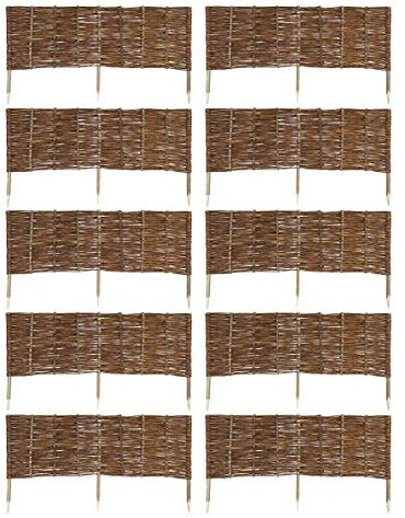 MC.Sammler Panneau en Saule tressé Palissades en Bois 16 Dimensions Hauteur: 40 cm Longueur: 120 cm clôture de Jardin 10 pièces