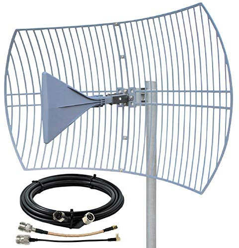 Waveform Griddy Kit d'antenne parabolique pour 4G LTE, 5G NR et WiFi | Portée de 40 km | +26 dBi | Fonctionne avec amplificateurs cellulaires, modems, routeurs et passerelles | Kit avec câble RS400 de