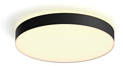Philips Hue White Ambiance Enrave Deckenleuchte XL (6.100 lm) inkl. Dimmschalter, dimmbare Deckenlampe für das Hue Lichtsystem mit allen Weißtönen, smarte Lichtsteuerung über Sprache und App, schwarz