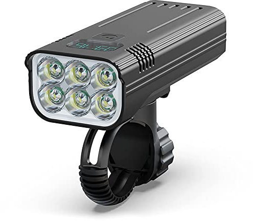WASAGA Bike Headlight, USB Rechargeable Bicycle Lights Waterproof Mountain Bike Front Light with 5 Hours High Mode 3000 Lumens 5 Modes Headlamp for Cycling Safety