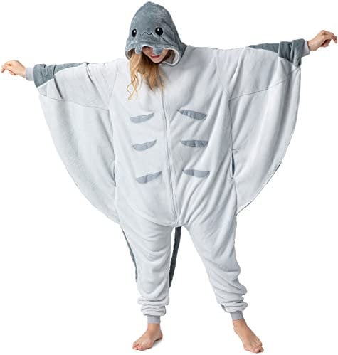 corimori Flauschiges Manta Rochen-Kostüm für Erwachsene | Karneval Kostüm Onesie für Damen, Herren | Körpergröße 150-160cm