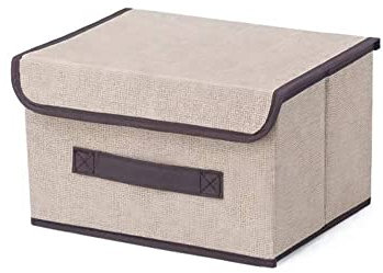 AURMOO 4 Stück Aufbewahrungsbox mit Deckel, Faltbare Aufbewahrungswürfel 8L, Aufbewahrungsboxen für Kleidung, Aufbewahrung Boxen Vliesstoff, Aufbewahrungskorb(25.5x19x16cm, Beige)