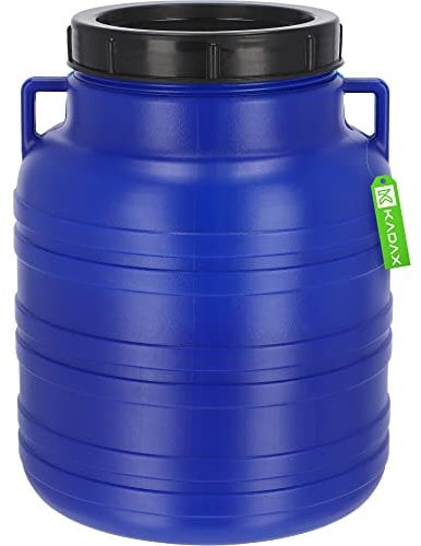 KADAX Barril de Plástico HDPE de Boca Ancha Con Tapa - Multifuncional, Universal Para Agua (10 L, 1 Unidad)