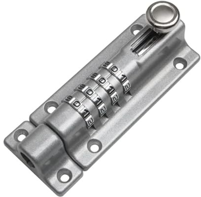 WANGCL Kombinationsverriegelungsbolzen, 4-stellig, verschiebbar, abschließbar, robust, 120 mm, Edelstahl mit manipulationssicheren Schrauben (silberfarben)