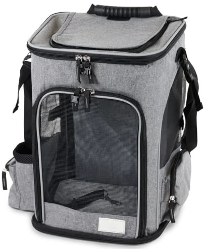 PETSWORLD Hunderucksack faltbar | Platz für Haustiere bis 8,5 kg | Atmungsaktiv mit Mesh-Einsätzen | Ergonomische Polsterung | Praktische Seitentaschen und Zubehör