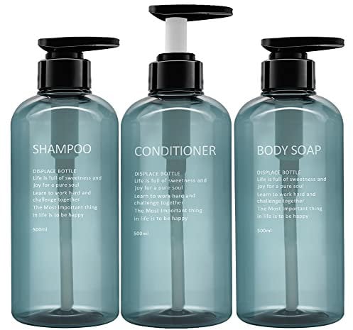 3er Pack nachfüllbarer Shampoo- und Conditioner-Spender, leerer Seifenspender aus Kunststoff für die Dusche, wiederverwendbares Shampoo- und Body-Wash-Flaschenpumpen-Set für Badezimmer oder Hotel