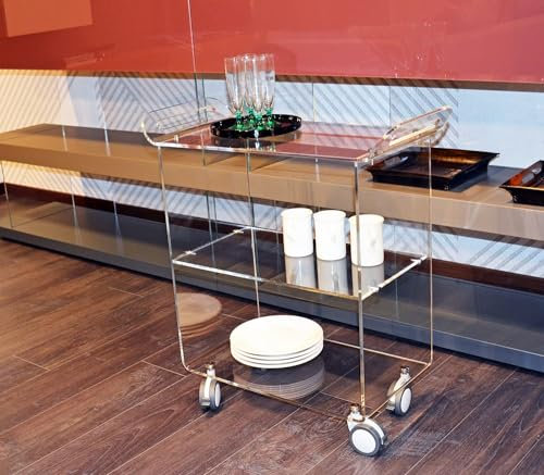 Slato Newman ï Küchenwagen mit Rädern, Servierwagen, Designervitrine mit drei Etagen aus Acrylkristall, hergestellt in Italien