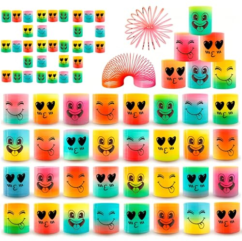Xndryan 36 Pack Mini Slinky Toys Rainbow Springs Fidget Toys Party Bag Fillers for Kids Birthday Party Favours School Prizes Class Gifts for 30 Children