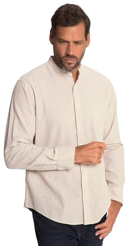 JP 1880 Herren große Größen Übergrößen Menswear L-8XL Hemd, Langarm, Leinenmix, Stehkragen, Modern Fit cremeweiß 6XL 790394206-6XL