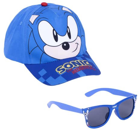 Sonic The Hedgehog Hut und Sonnenbrille, Verstellbarer Hut, UV-Schutz-Sonnenbrille, Sonic Baseball Kappe, Kinder Sommermütze