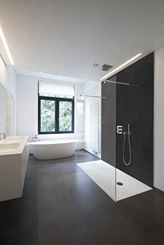 WALLando Pannello posteriore doccia Premium 250 x 100 cm – Rivestimento da parete facile da montare per doccia e bagno – Pannello doccia in PVC di alta qualità effetto pietra, opaco – Grafite