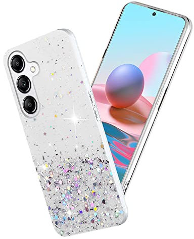 Yarxiawin Kompatibel mit Samsung Galaxy A54 5G Hülle Transparent Glitzer Aesthetic Muster Silikonhülle, Handyhülle Samsung A54 5G Silikon Clear Case Durchsichtig Schutzhülle Dünn Cover (Clear)