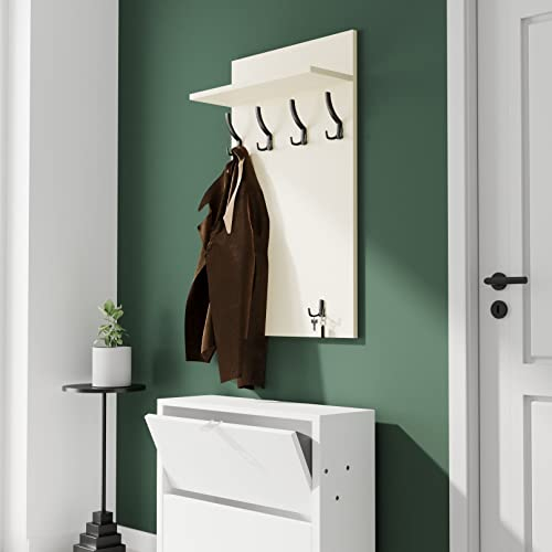 AKKE Garderobenpaneel Wandgarderobe Mit Ablage Wandpaneel Garderobe PVC Maxi Sonoma 120cm x 60 cm