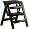 Chaise Escabeau Bois Bibliothèque Portable Pliable Multicouche Marche Pied Echelle, De Bureau Multiusage Chaise Longue, Échelle/chaise De Salle À Manger/jardinière ( Color : noir , S : 50*50*38.5cm )
