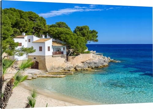 HUBDECO Leinwand Bilder Wohnzimmer - Bilder, Poster, Kunstdrucke - Leinwandbild - Bild auf Leinwand - Tolle Zimmerdekoration - Schlafzimmer Bilder - 120x80 cm Mallorca Strand