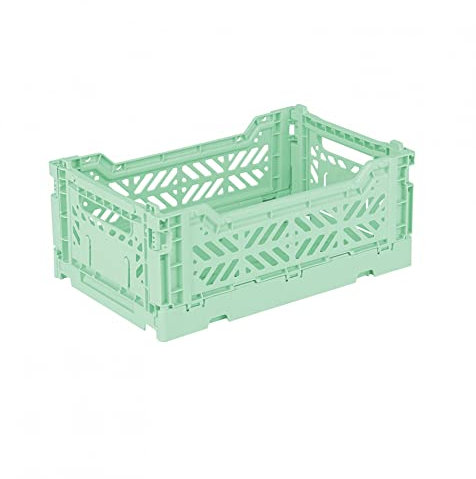 Ay-Kasa Klappkiste, stabile Faltkiste aus Kunststoff, stapelbar, Warm Mint, Mini (27x17x11cm)